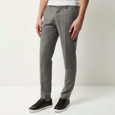 Grey checked skinny fit Travel Suit trousers